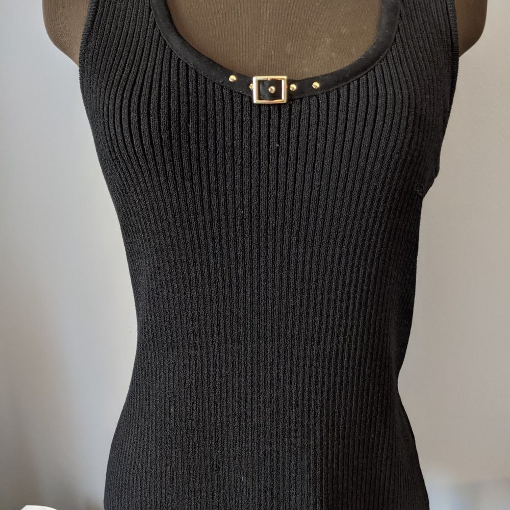 St John Women's Sport Black Tank Top Cami Size Small 4 Scoop Neckline